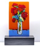 BLUE VASE fused glass panel approx. 11cm x20cm