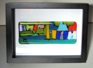 LAUNDRY fused glass framed panel 7cmx15cm without frame