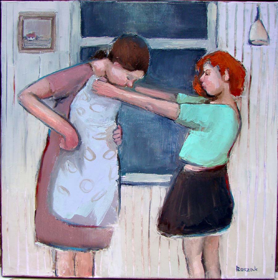 mother and daughter oil painting on canvas
