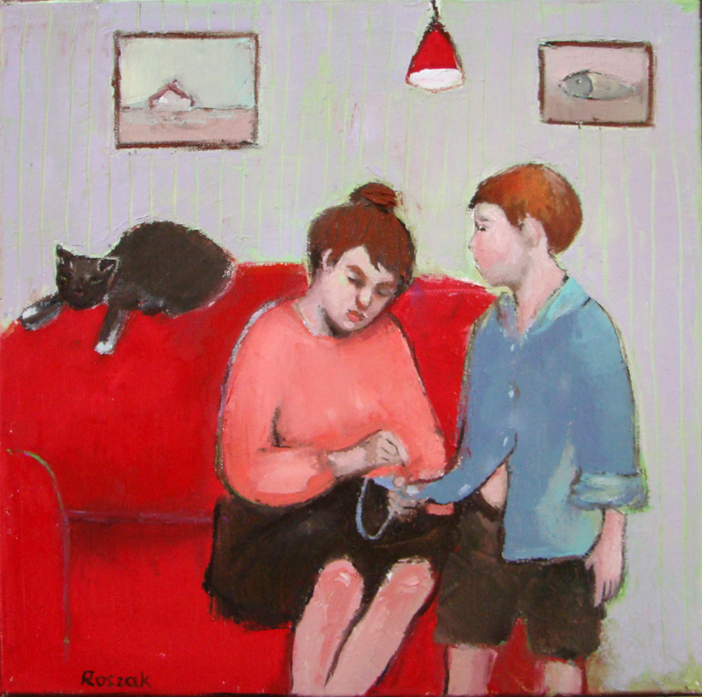 loose button original art oil painting basia roszak