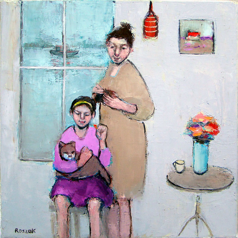 yellow headband mother and daughter