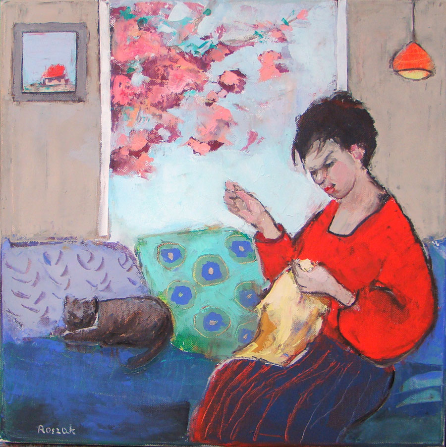 BY THE WINDOW oil on canvas by basia roszak