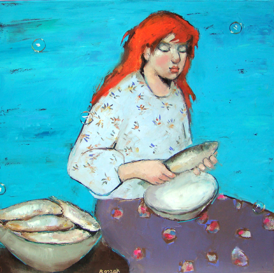 FISHWIFE oil on canvas 67cmx67cm