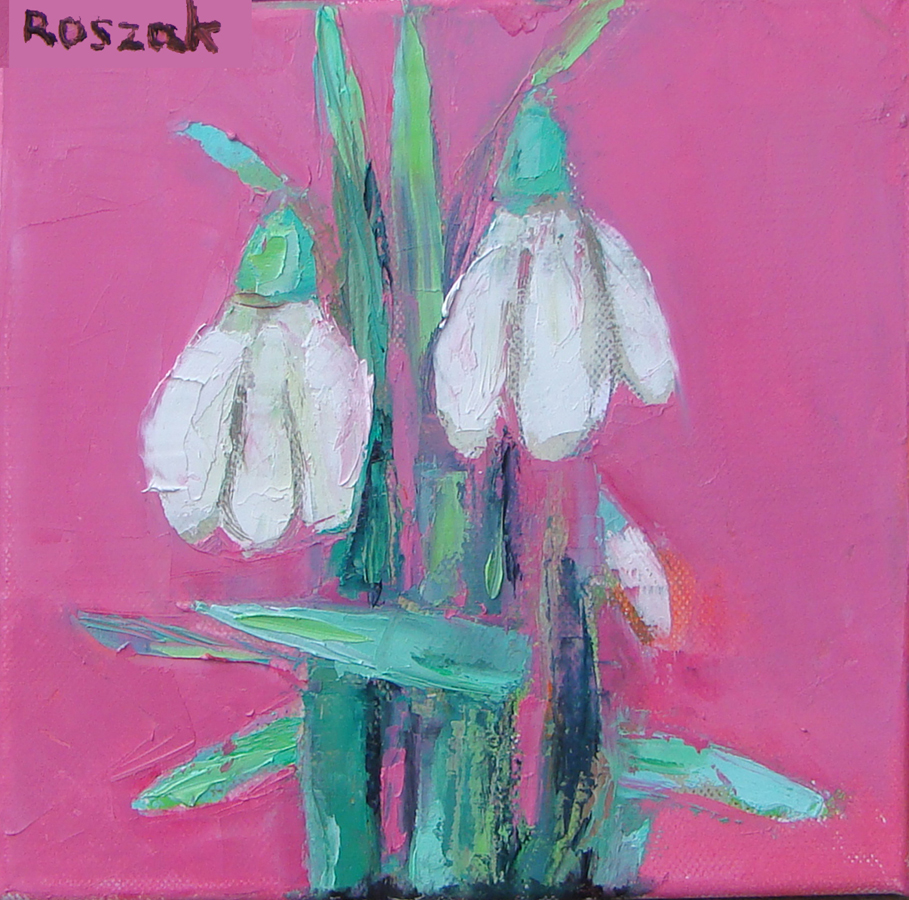 SNOWDROPS (2) oil on canvas 20cmx20cm