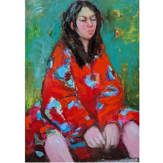 quiet moment girl oil painting on canvas