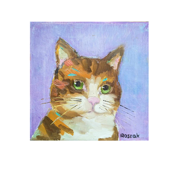 RED CAT oil on canvas 20cmx20cm