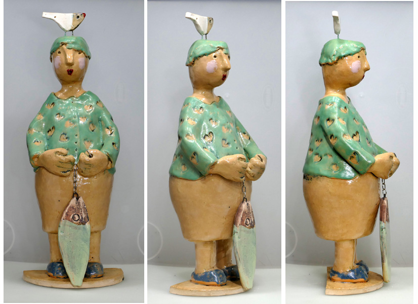 GOSSIP and the fish ceramic sculpture h approx.40cm