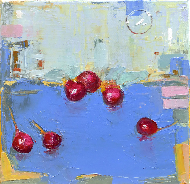 CHERRIES oil painting 20cm x 20cm 